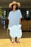 Made in Italy Milo Cotton Slouch Sac Dress Sky
